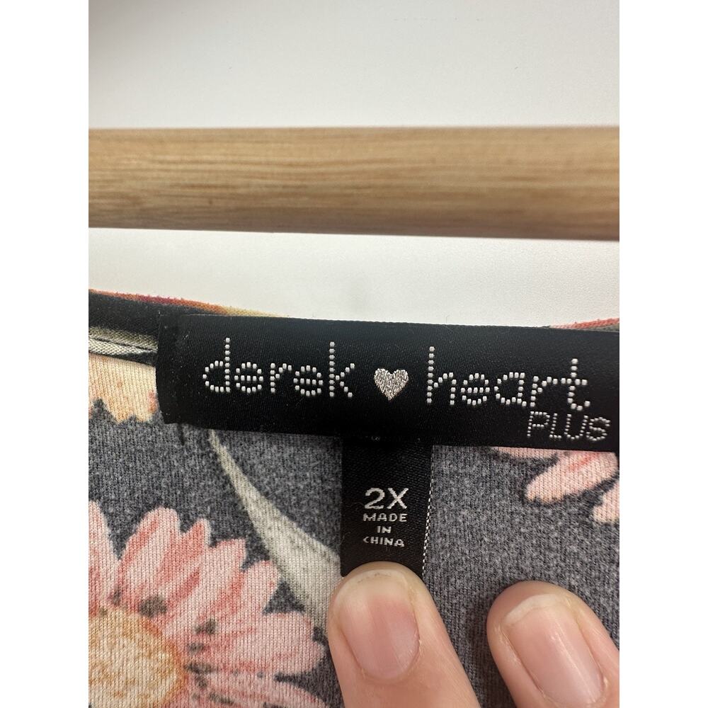 Derek Heart Plus 2X Black Floral Dress Tie Sleeve Fit Flare Boho Witchy Fairy - Picture 6 of 8
